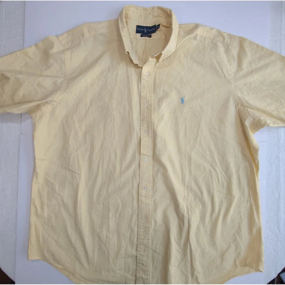 Polo Ralph Lauren Button Down Oxford Shirt Mens XXL Yellow Classic Fit Preppy